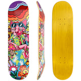 Pulsar SK8 Deck Chill Cat Grinder, 31" x 7.75", vibrant artwork, front and side view