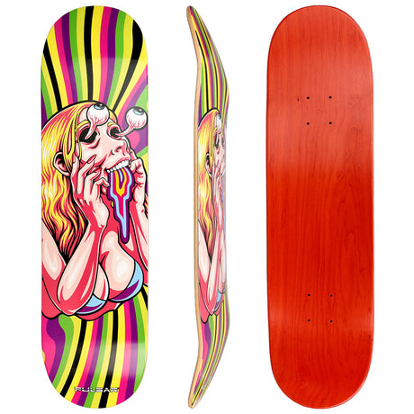 Pulsar SK8 Deck Lucy Facemelter Grinder, 31" x 7.75", Wood Material, Front and Side View