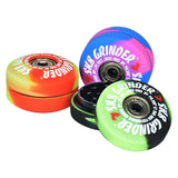 Pulsar SK8 Grinder set, 3-piece, 2.2" with vibrant swirl colors, displayed on white background