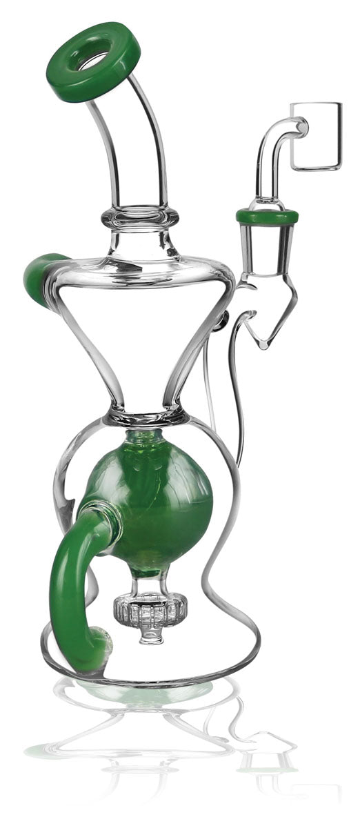 Pulsar Solid Ball Recycler Rig in Assorted Colors with Borosilicate Glass, Front View