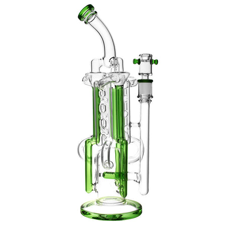 Pulsar Space Station Recycler Water Pipe, 13.5" tall, 14mm female joint, with green accents