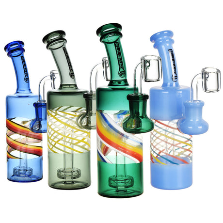 Assortment of Pulsar Spiral Bottle Dab Rigs with Disc Percolator and Quartz Banger, Front View
