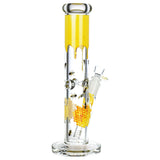 Pulsar Straight Tube Water Pipe with Sweet Nectar Design, 12" Tall, 14mm Female Joint, Borosilicate Glass