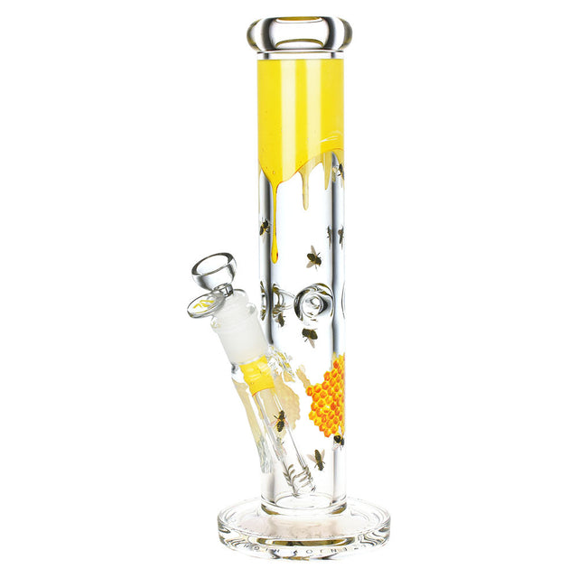 Pulsar Sweet Nectar 12" Straight Tube Water Pipe with Honeycomb Design, Front View