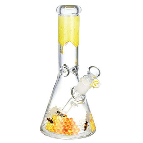 Pulsar Sweet Nectar Beaker Water Pipe with Honeycomb Design, 10.5" tall, Front View
