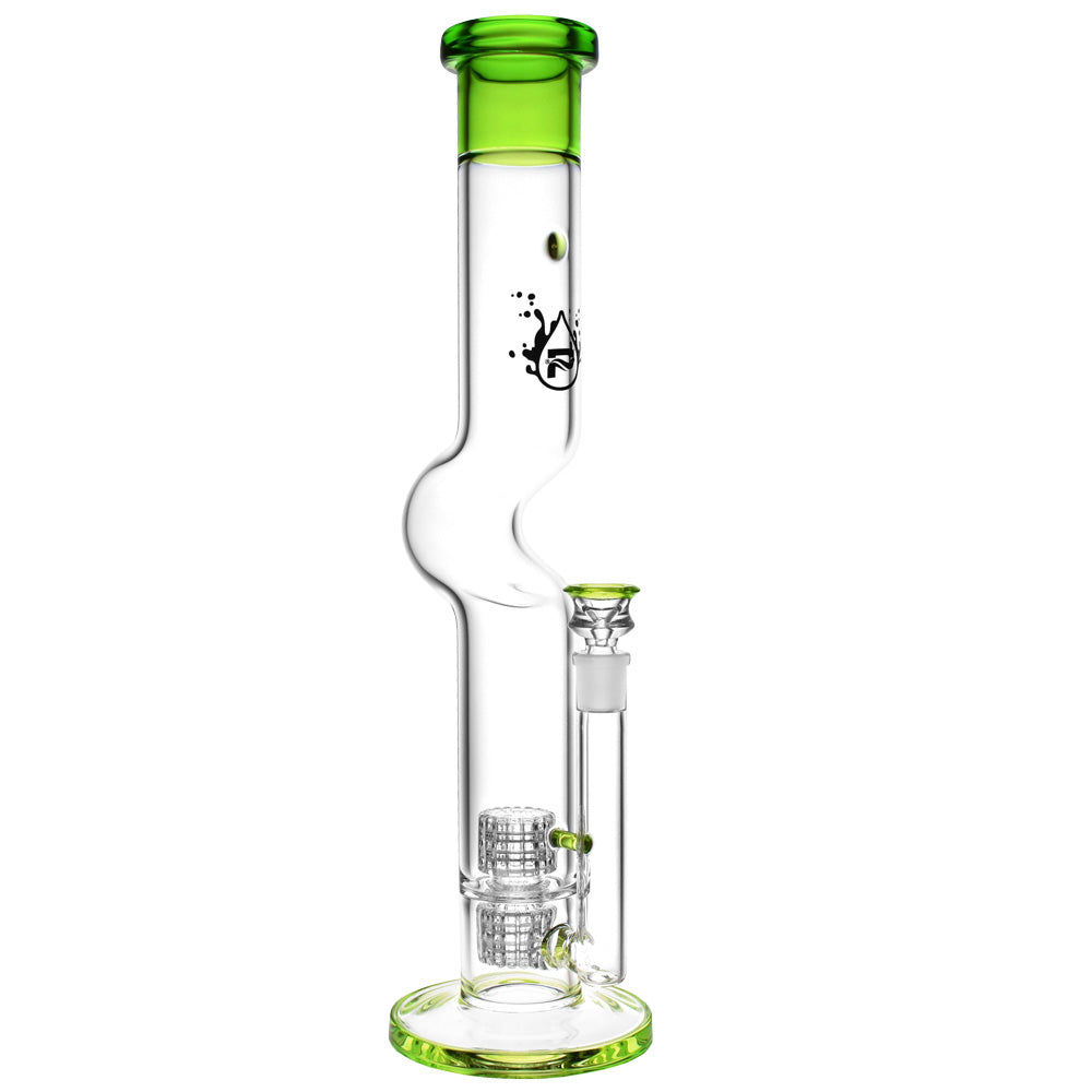 Pulsar Swerve U-Bend Neck Water Pipe with heavy wall borosilicate glass, front view on white background