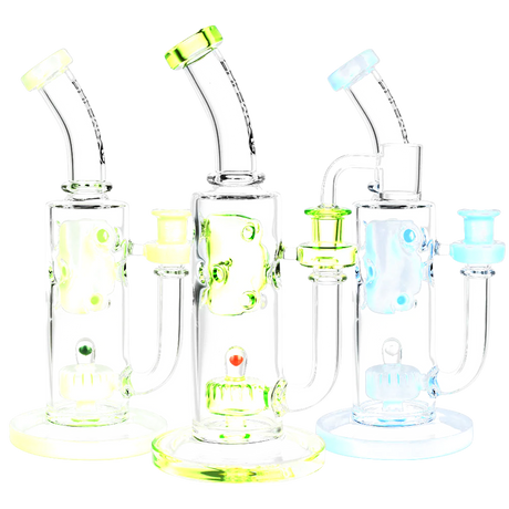 Pulsar Swiss Opal Perc Rig in various colors with heavy wall borosilicate glass