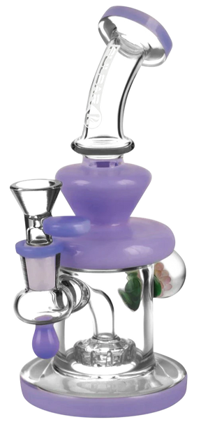 Pulsar Teardrop Mini Bong with Marble, 7.5" heavy wall glass, showerhead percolator, front view
