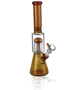 Pulsar Tree Perc Beaker Waterpipe - 11.5" - Amber Borosilicate Glass, Front View