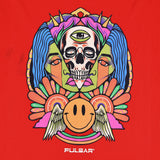 Pulsar Trippin Long Sleeve Shirt in Red with Psychedelic Print, Front View