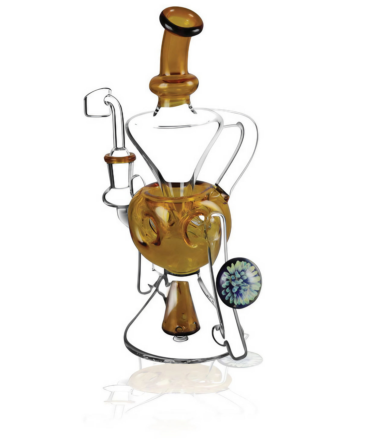 Pulsar Ultra Glass Egg Recycler Dab Rig with intricate design and 14mm female joint - front view