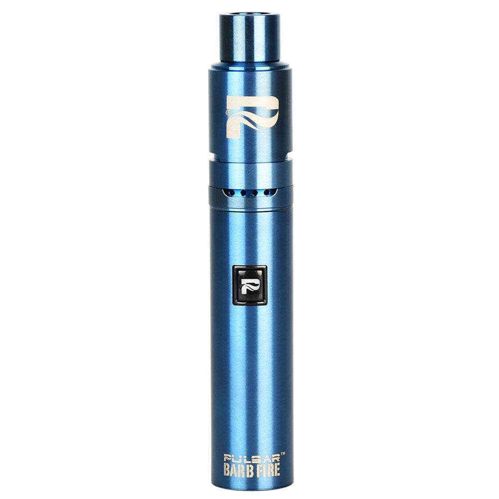 Pulsar Barb Fire Vaporizer Kit in blue with steel and quartz, front view on white background
