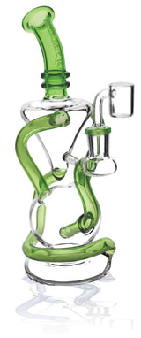Pulsar Vortex Recycler Oil Rig in Borosilicate Glass with Quartz Banger - 9" 14mm Female