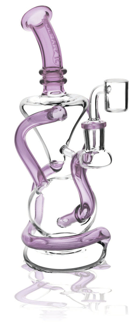 Pulsar Vortex Recycler Oil Rig in Purple - 9" Tall, 14mm Female Joint, Borosilicate Glass, Front View