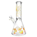 Pulsar Watchful Shrooms Beaker Water Pipe, 10.5" with 14mm Bowl, Borosilicate Glass, Front View
