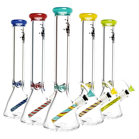 Pulsar Borosilicate Glass Water Pipes with Worked Downstem in Various Colors, Front View