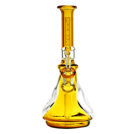 Pulsar Window Beaker Oil Rig in yellow, 7.5" tall with 45-degree joint angle, front view on white background