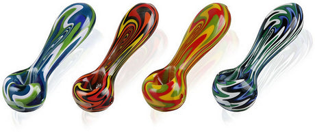 Pulsar Worked Spoon Hand Pipes - 4.5" Borosilicate Glass, Various Swirl Designs