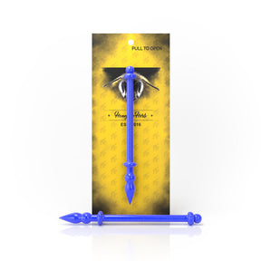 Honeybee Herb Starlight Wand Dabber in Purple, Borosilicate Glass, Front View on Yellow Background