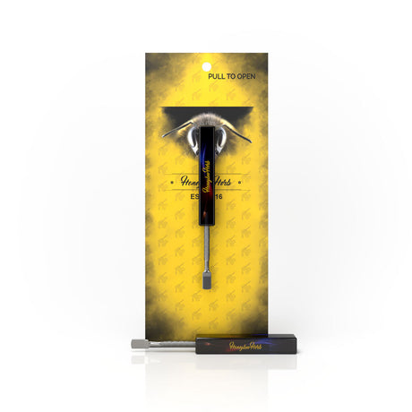 Honeybee Herb Resin Galaxy Dab Tool with sleek design, front view on vibrant packaging