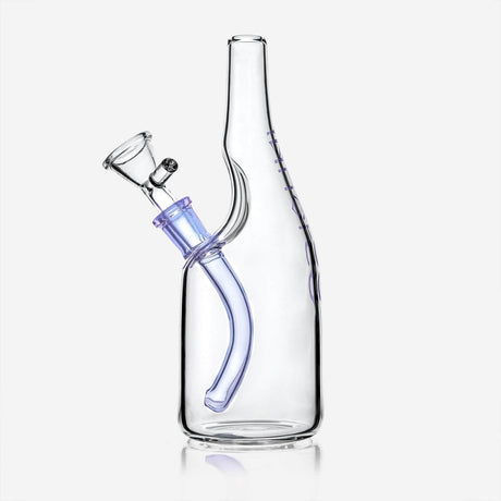 PILOTDIARY Sake Bottle Glass Water Bong in Purple with Curved Neck - Front View