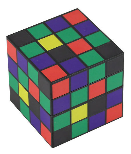 Puzzle Cube 4 Piece Grinder in Rubik's Cube Design, 2" Compact Aluminum