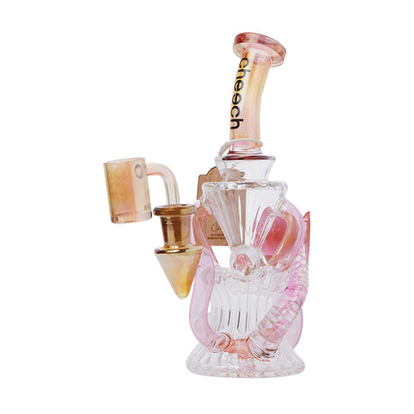Cheech Glass 8" The Fumed Huncho Dab Rig in Gold with Intricate Glasswork - Front View