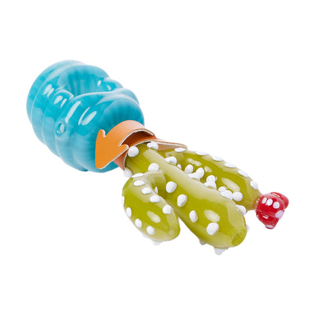 Cheech Glass The Only Cactus hand pipe in light blue with intricate design - side view
