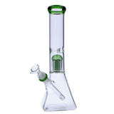 Valiant Distribution 12" Quad Base Beaker Bong with Green Tree Perc for Dry Herbs, Front View