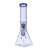 Valiant Distribution 12" Quad Base Beaker Bong with Blue Tree Perc, Borosilicate Glass, Front View
