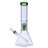 Valiant Distribution Quad Base Beaker Bong with Green Tree Perc for Dry Herbs, Borosilicate Glass, Front View