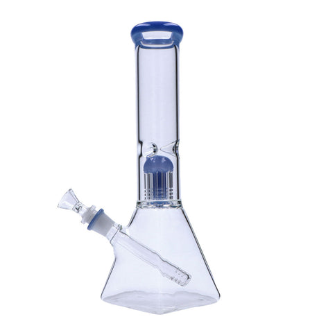 Milky Blue Quad Base Beaker Bong with Tree Perc by Valiant Distribution - Front View