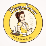Blazy Susan logo with retro styled woman and rolling tray accessories
