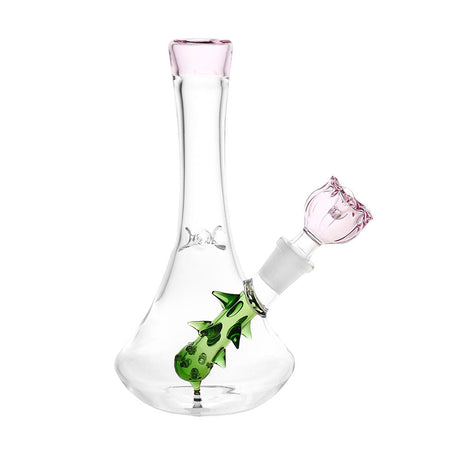 Radical Rose Beaker Water Pipe, 7", 14mm Female Joint, Borosilicate Glass, Front View