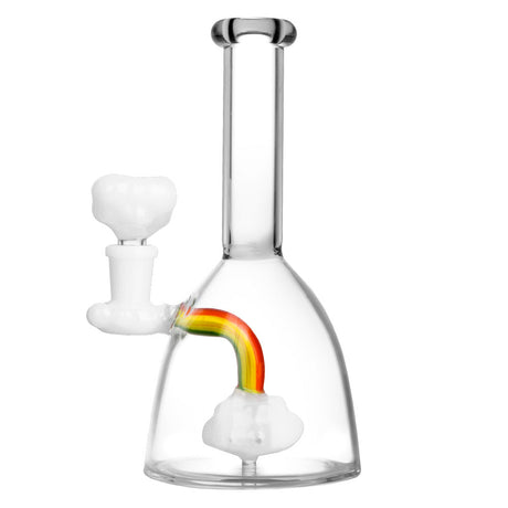 Rainbow Cloud Water Pipe, 7.25" tall, 14mm Female joint, Borosilicate Glass, Front View