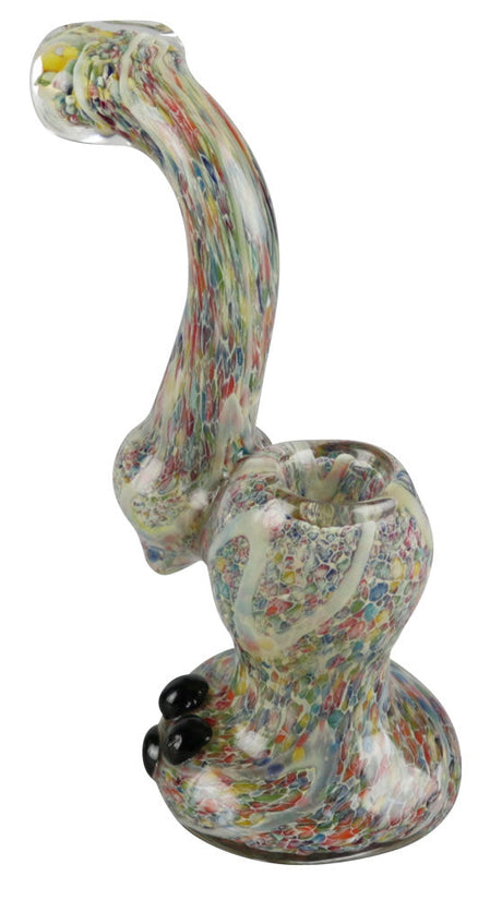 Rainbow Speckled Borosilicate Glass Bubbler Pipe, 5.5" Compact Design, Heavy Wall Side View