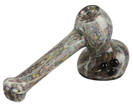 Rainbow Speckled Hammer Bubbler, 6" Borosilicate Glass, Heavy Wall Side View