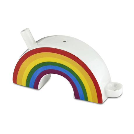 Fantasy Ceramic Rainbow Novelty Pipe, Front View - Colorful and Easy to Handle