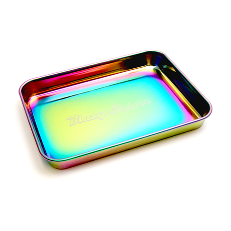 Blazy Susan Rainbow Stainless Steel Rolling Tray - Angled Top View