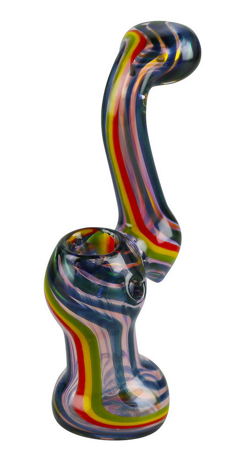Rasta Twist Fumed Bubbler in Borosilicate Glass, Portable 6" Height, Side View on White