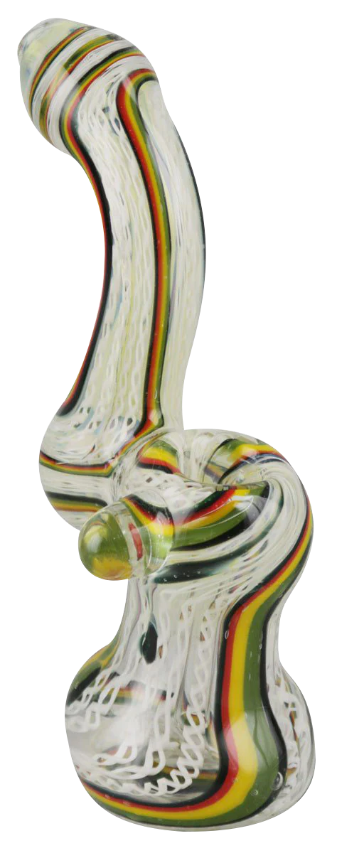 Rasta Upright Bubbler in Borosilicate Glass with Bubble Design, 7" Height, Side View
