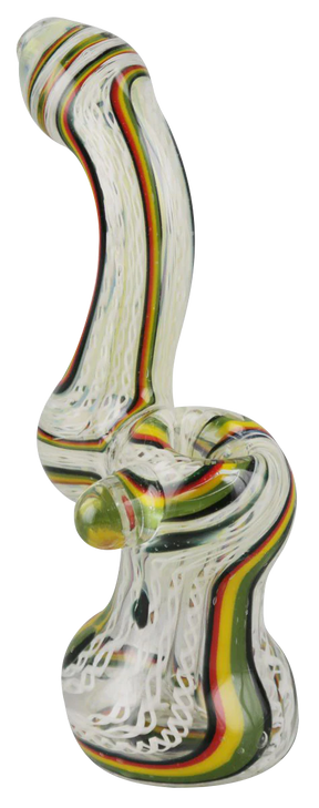 Rasta Upright Bubbler in Borosilicate Glass with Bubble Design, 7" Height, Side View