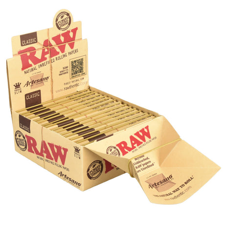 15-pack RAW Artesano Kingsize Slim Hemp Rolling Papers with Tips and Tray