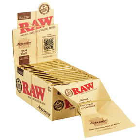 RAW Artesano Hemp Rolling Papers 1 1/4" Size 15 Pack Display Box Front View