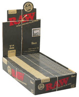 RAW Black Classic 1 1/4" Rolling Papers 24pc Display Box Front View