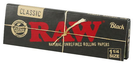 RAW Black Classic 1 1/4" Rolling Papers Display Box Front View