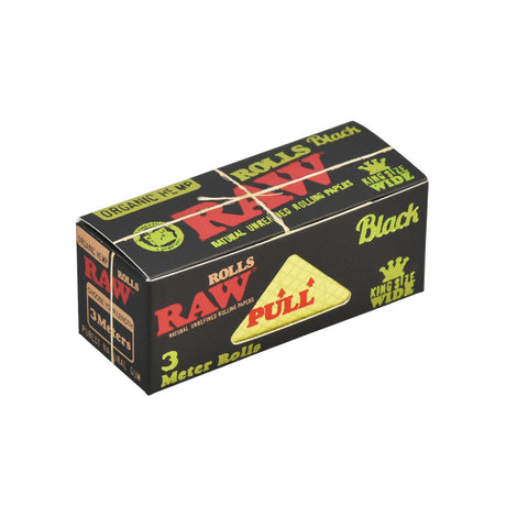 RAW Black Organic Hemp King Size Wide Rolls, 3 Meter, 12pc Display Box