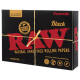 RAW Black Classic Natural Unrefined Rolling Papers Front View with String