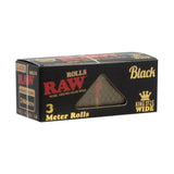 RAW Black Rolls King Size Wide Rolling Papers 3m - Front View of 12pc Display Box
