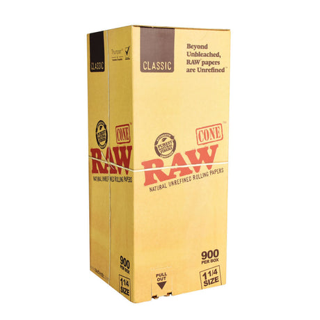 RAW Classic Cones 900 Pack front view, 1 1/4" size, perfect for rolling dry herbs